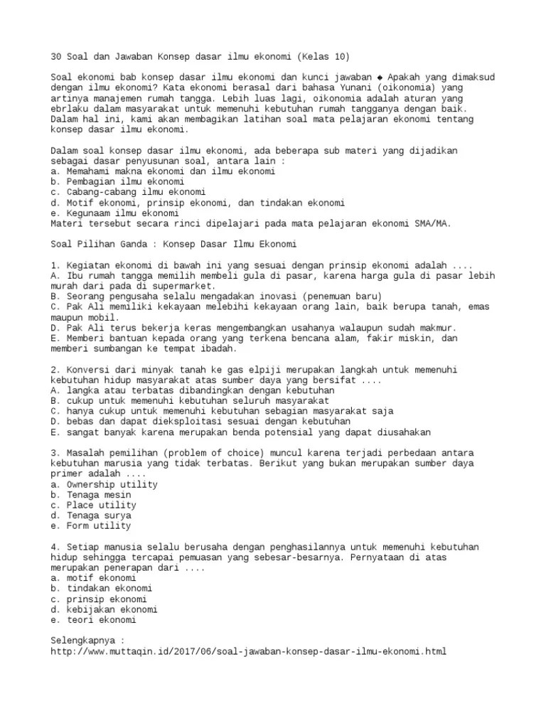 Soal pilihan ganda lengkap dengan kunci jawabannya mata pelajaran ekonomi . Soal Pilihan Ganda Ekonomi Pasar Kelas X Kurikulum 2013 Beinyu Com