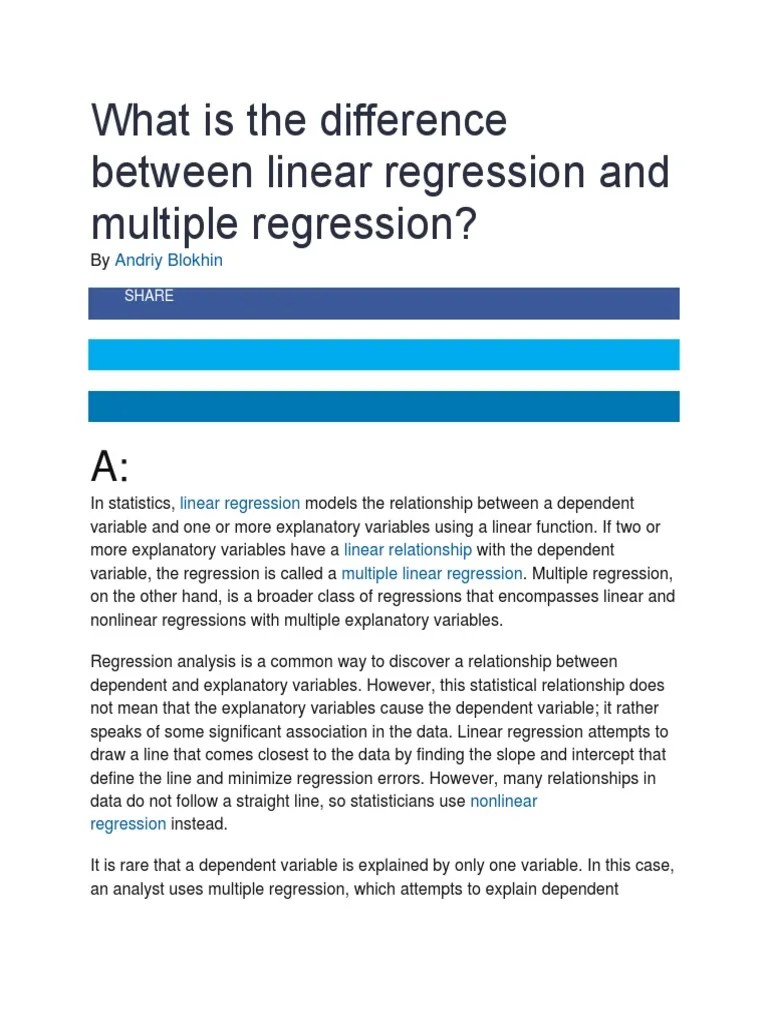 What Is The Difference Between Linear Regression And Multiple ...