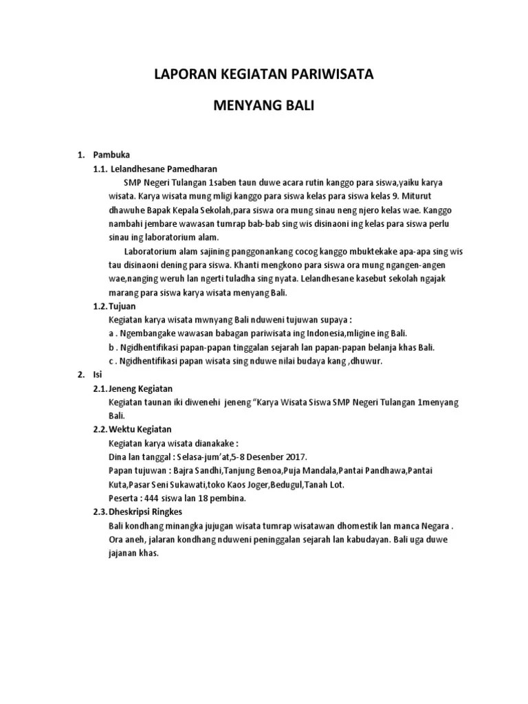 Ngayakein karya wisata ka yogyakarta anu tujuanna nyaeta dina raraga tour bari . Laporan Kegiatan Pariwisata Pdf