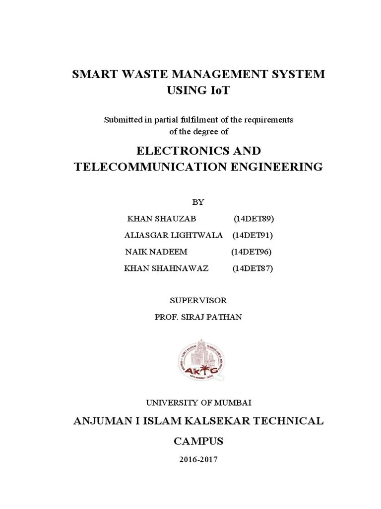 SMART WASTE MANAGEMENT SYSTEM USING IoT | PDF | Raspberry Pi | Internet ...