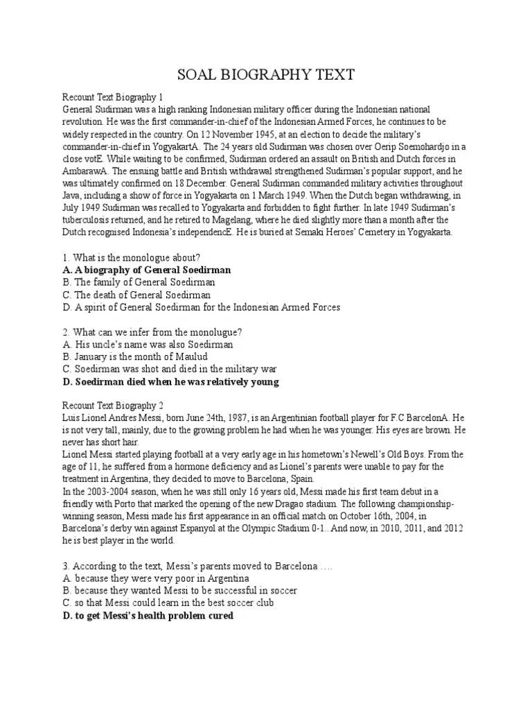 May 16, 2021 · contoh soal biografi beserta essay jawabannya. Soal Essay Recount Text Biography Gambaran