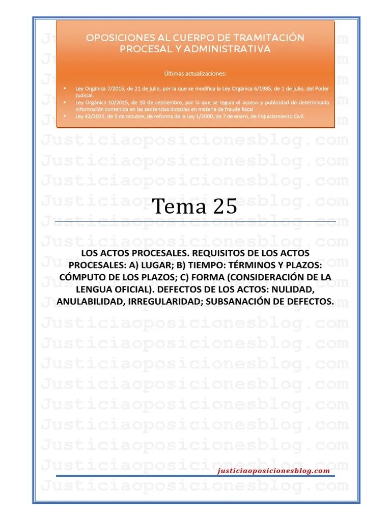 Tema 25T - Actos Procesales. Lugar, Tiempo Y Forma PDF | PDF ...
