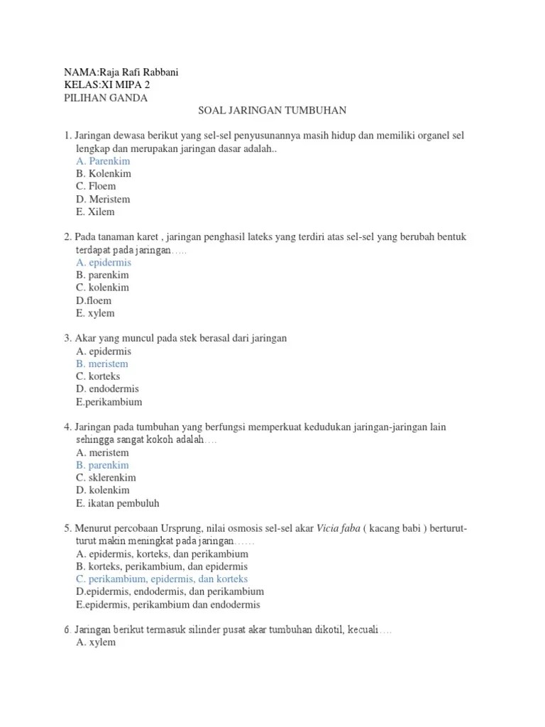 Tanpa panjang lebar, berikur ini latihan soal tentang struktur tumbuhan. Biologi Makalah Pdf