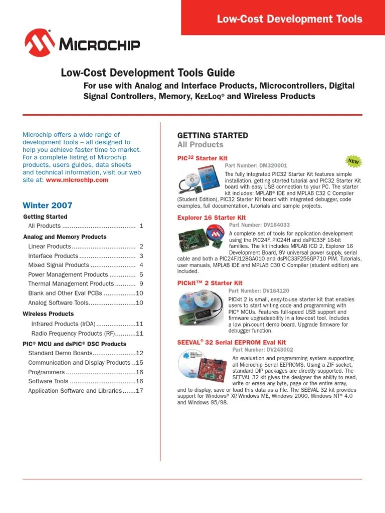 MicroChip Low-Cost Development Tools Guide | PDF | Battery Charger ...