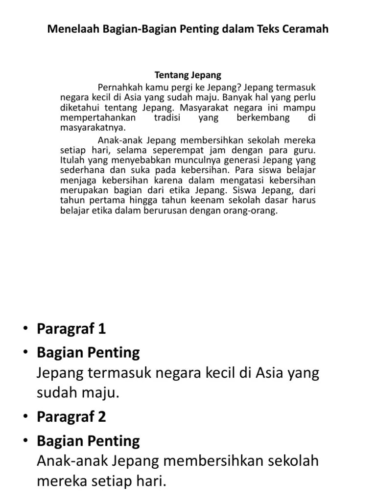 Menelaah Bagian-Bagian Penting Dalam Teks Ceramah | PDF