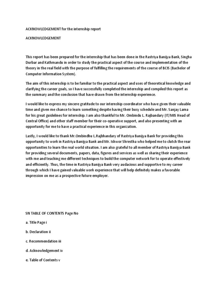 Ent300 example report, how to create a business plan. Acknowledgement For The Internship Report Pdf Banks Server Computing