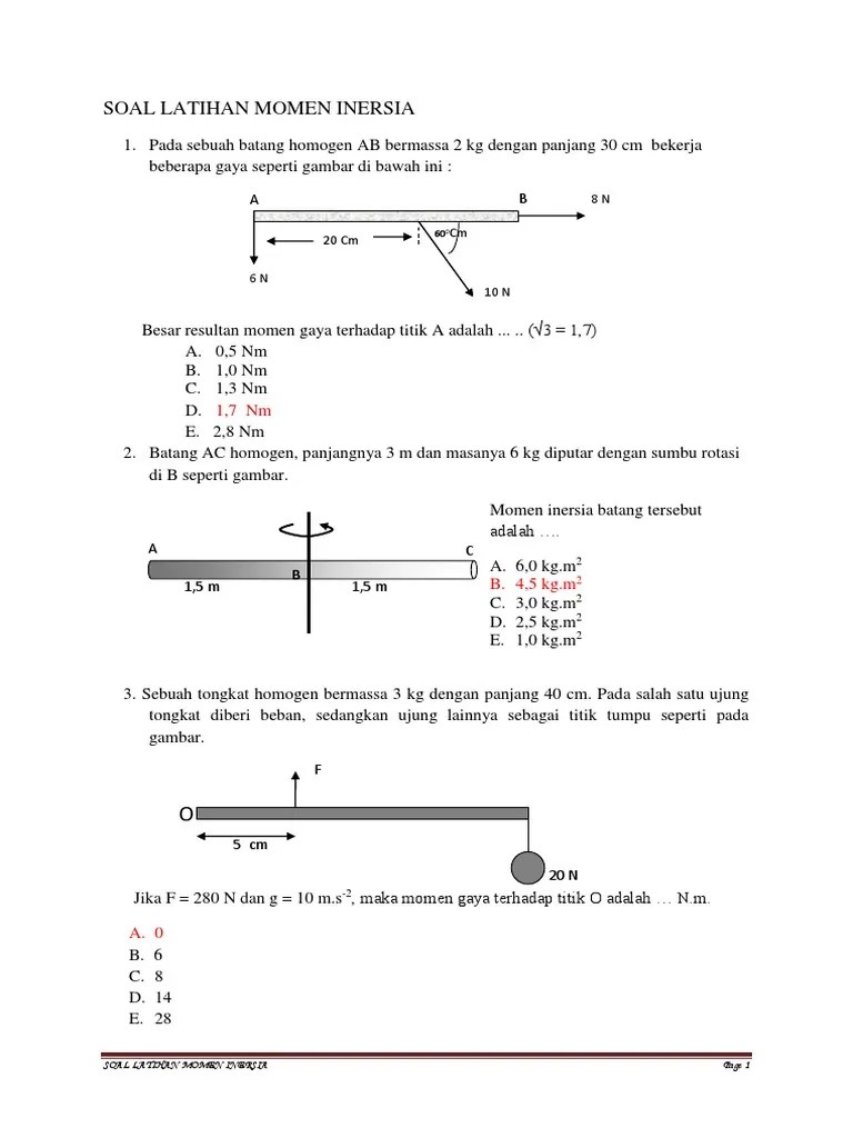 1.soal Latihan Momen Inersia | PDF