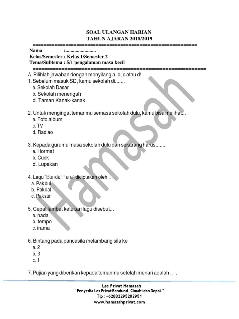 1.soal Kelas 1 Tema 5 Subtema 1 Pengalamanku-Dikonversi | PDF