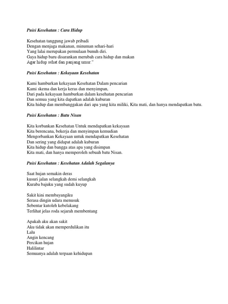 1.1 sajak lingkungan sakolaan kuring. Puisi Kesehatan Pdf