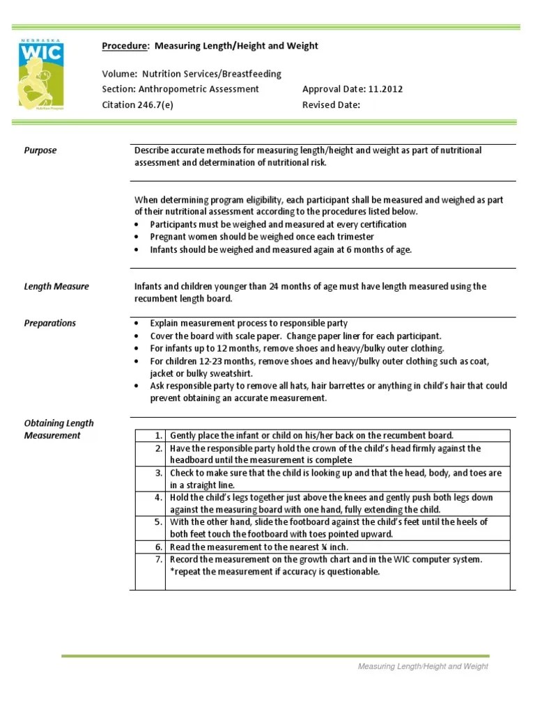Measuring Length Height And Weight | PDF | Measurement | Infants