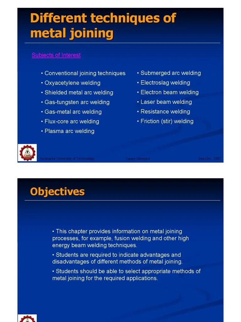 01 - Different Types Of Metal Joining Processes | PDF | Welding ...