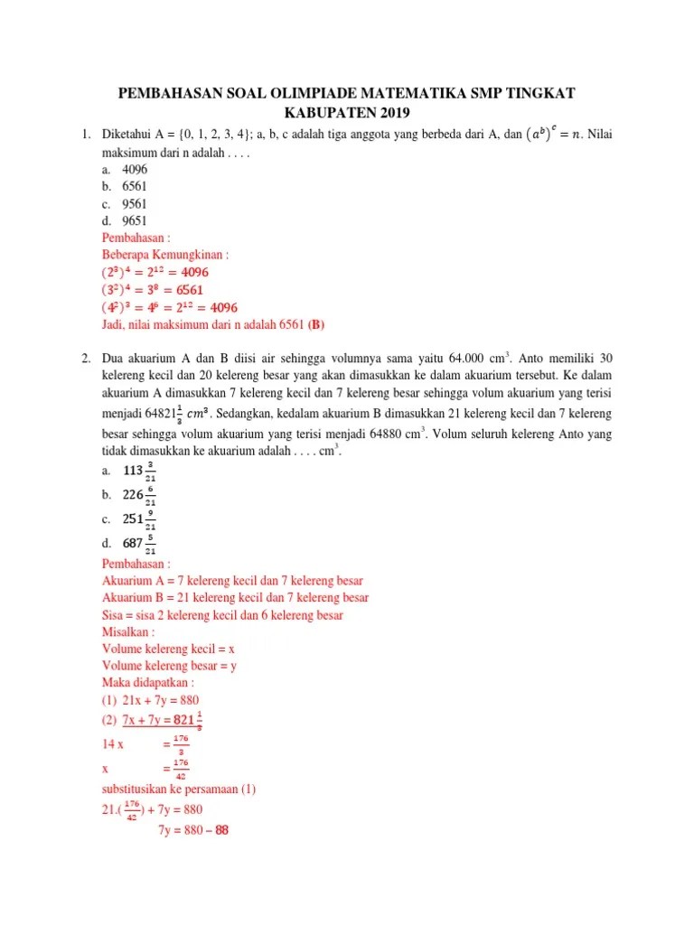 1.1.2 soal osk matematika sma 2020.pdf; 2019 Pembahasan Soal Olimpiade Matematika Smp Tingkat Kabupaten Pdf