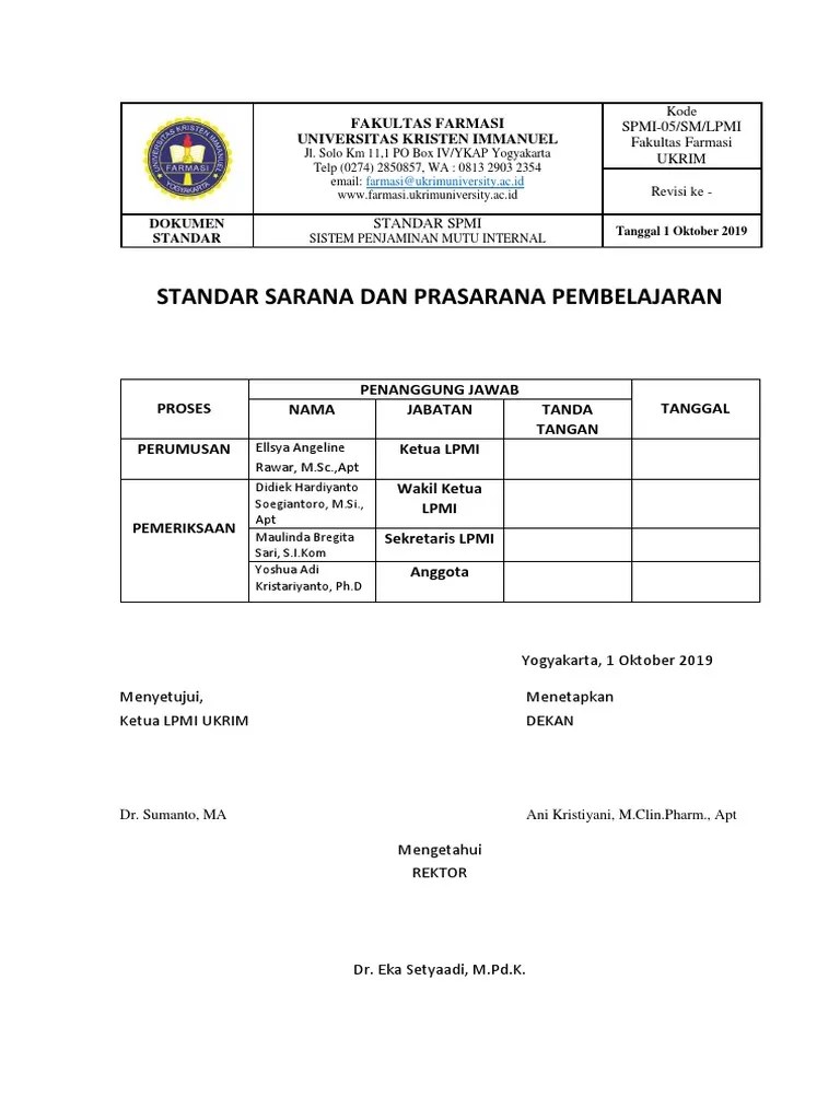 Standar Sarana Dan Prasarana Pembelajaran | PDF