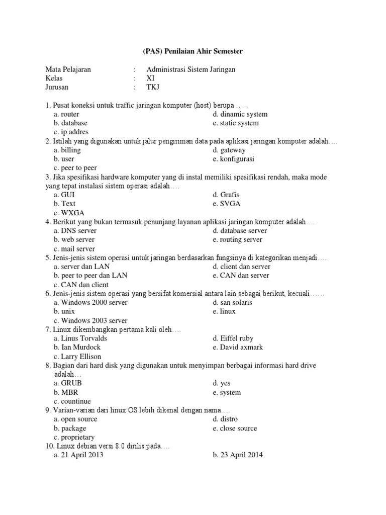 SOAL Asj PAS 2018 | PDF