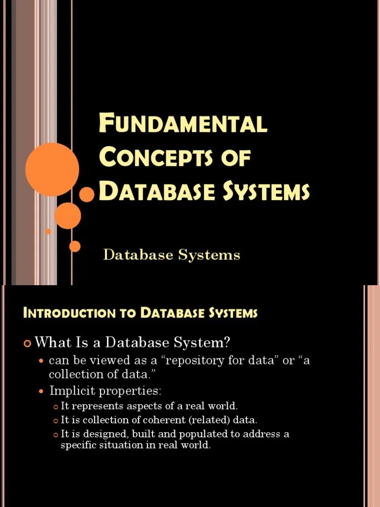 Fundamental Concepts Of A Database System | PDF | Conceptual Model ...