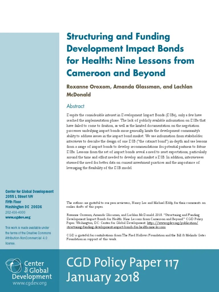 Structuring Funding Development Impact Bonds For Health Nine Lessons PDF | PDF | Interest ...