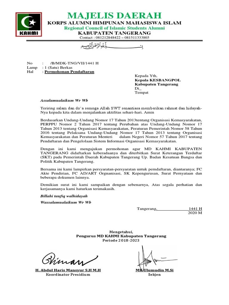 Surat Permohonan Kesbangpol | PDF