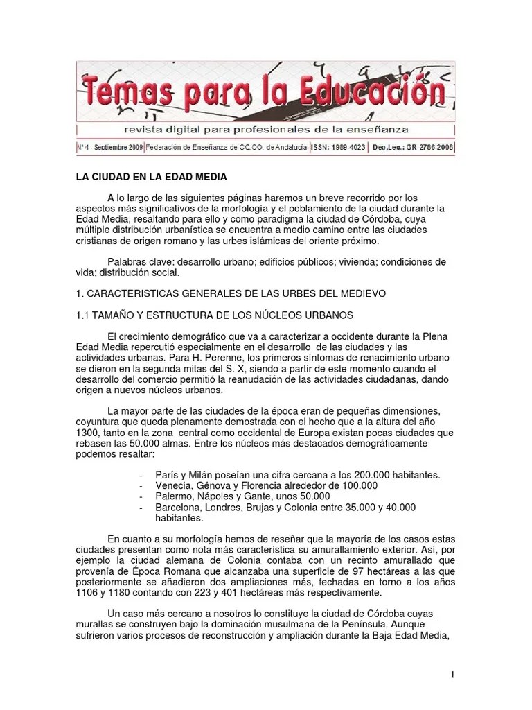 La Ciudad En La Edad Media | PDF | Edades Medias | Mueble
