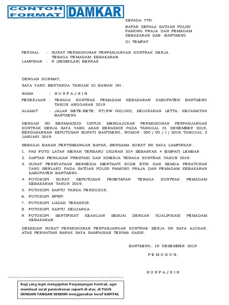 Surat Permohonan Perpanjangan Kontrak | PDF