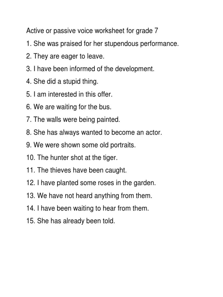 Active and passive voice worksheets with answers