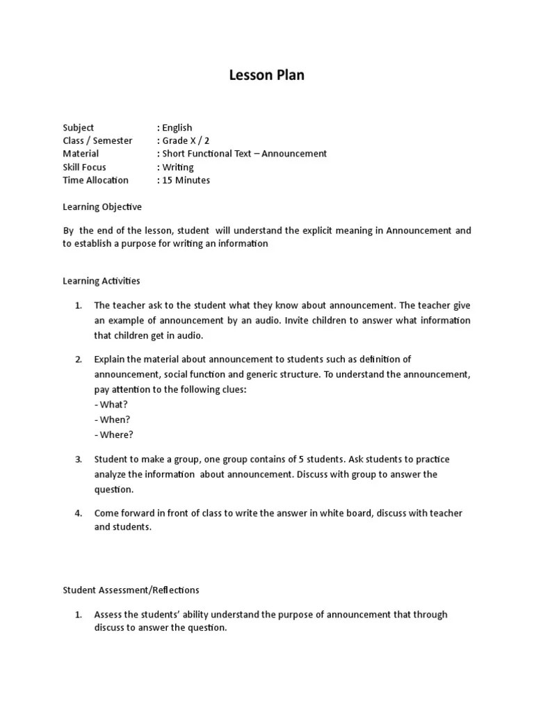 Announcement Definition In Writing