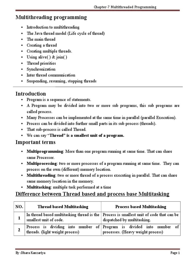 JAVA - 7 - Multithreading Programming - Doc | PDF | Process (Computing ...
