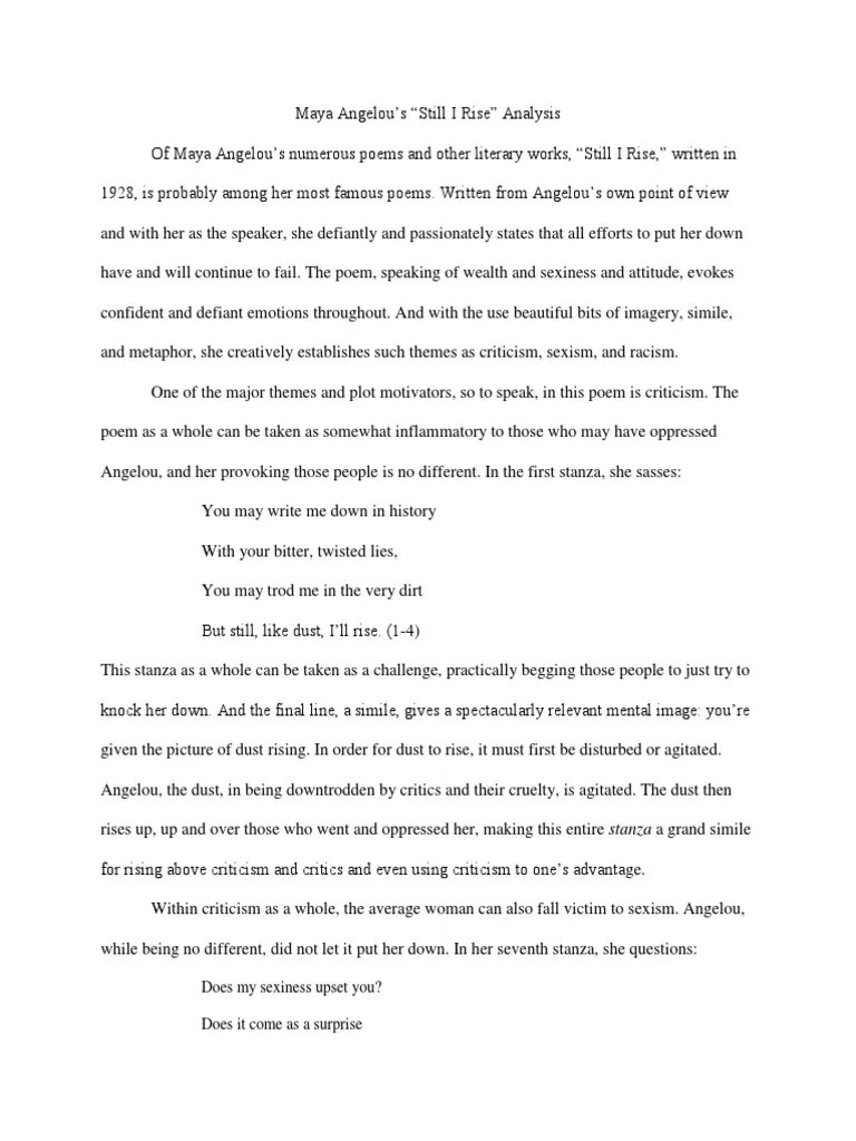 Still I Rise Analysis | PDF | Poetry