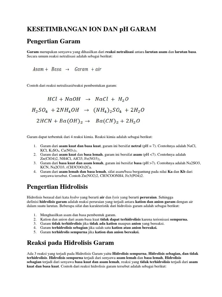 Artinya garam nano2 adalah garam yang . Soal Dan Pembahasan Hidrolisis Pdf