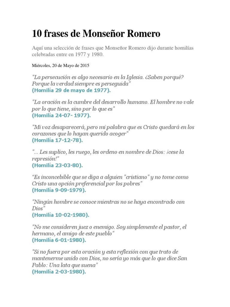 10 Frases De Monseñor Romero | PDF | Cristo (título) | Sermón