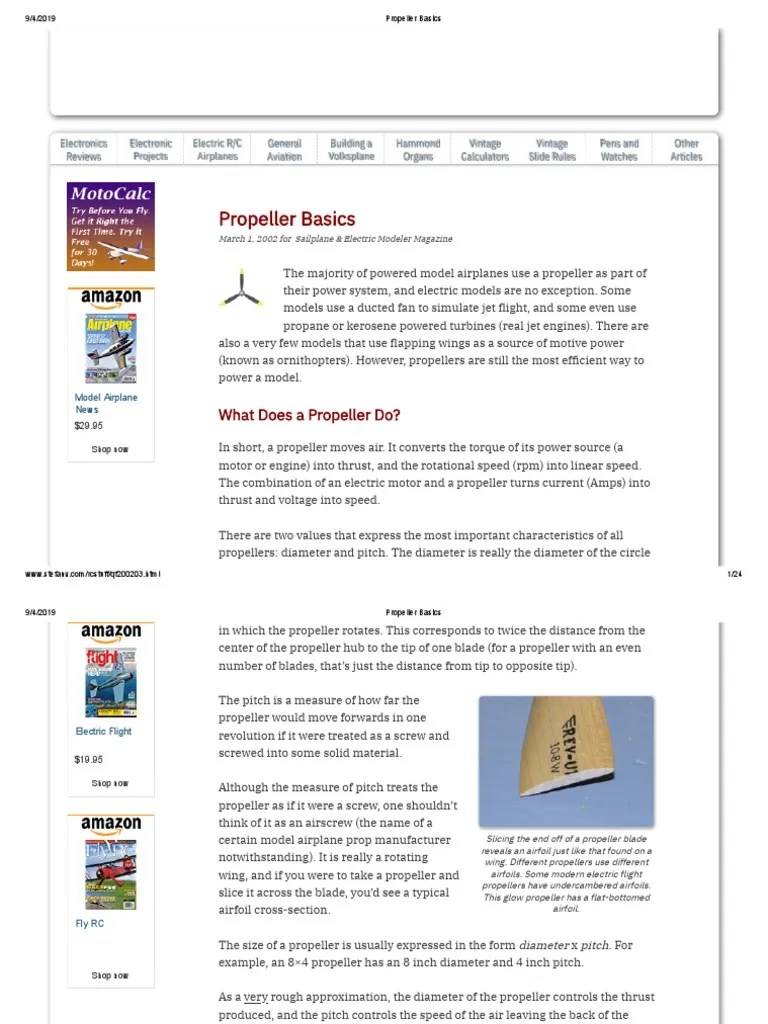 Propeller Basics | PDF | Wing | Thrust