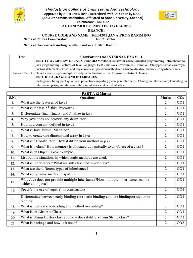 Java-QUESTION BANK | PDF | Inheritance (Object Oriented Programming ...