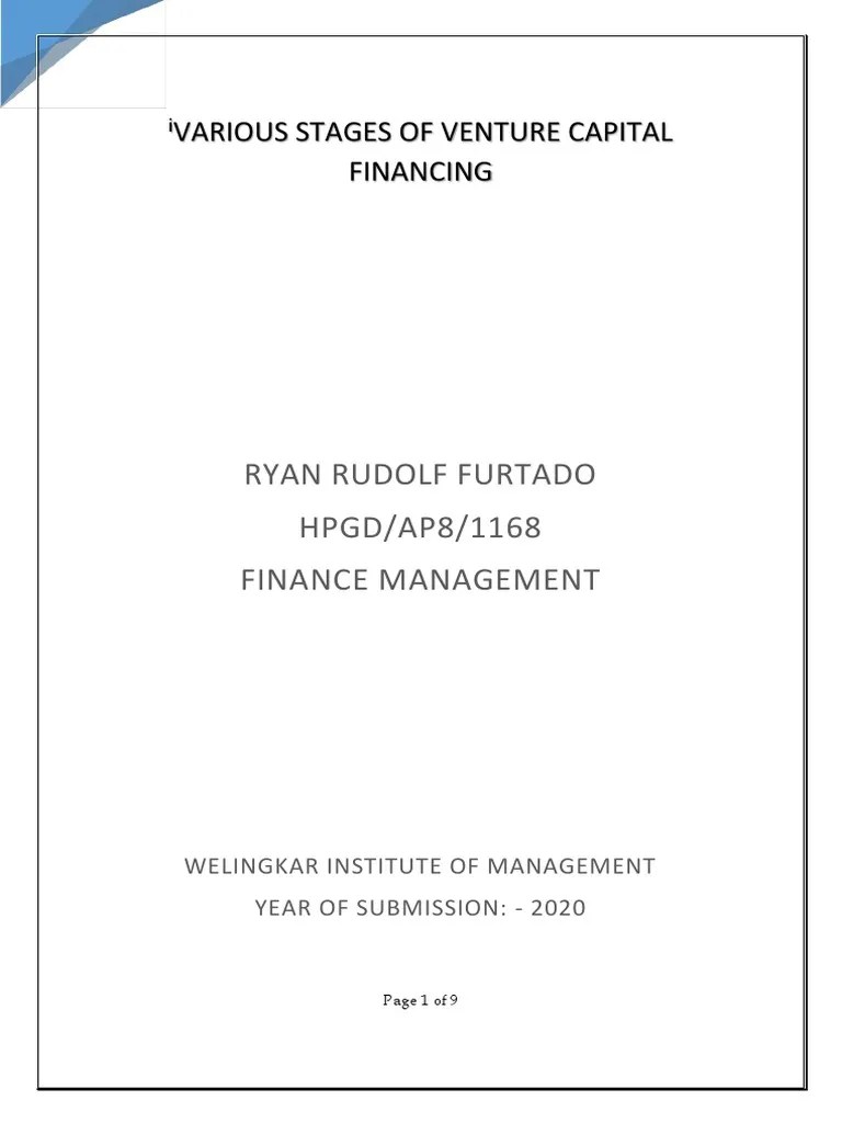 Various Stages Of Venture Capital Financing | PDF | Venture Capital ...