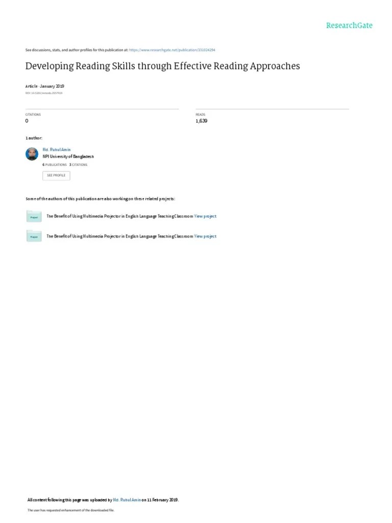 Developing Reading Skills Through Effective Reading Approaches | PDF ...