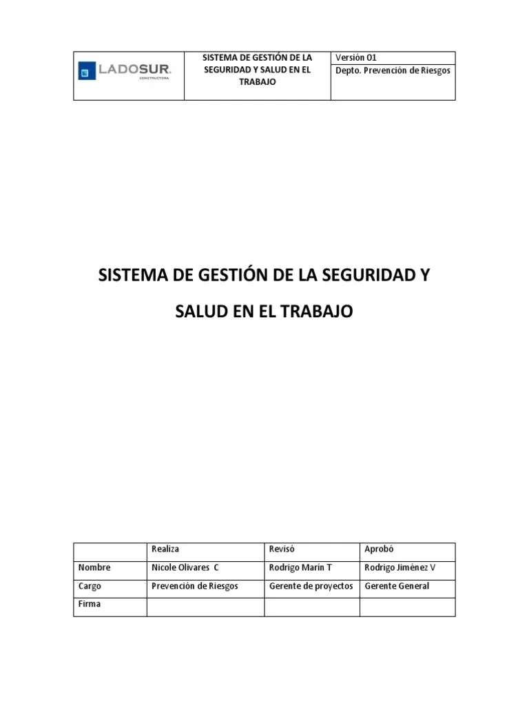 Sistema De Gestión De La Seguridad Y Salud En El Trabajo | PDF | Derecho Laboral | Seguridad Y ...