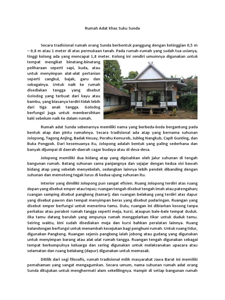 Rumah Adat Khas Suku Sunda | PDF