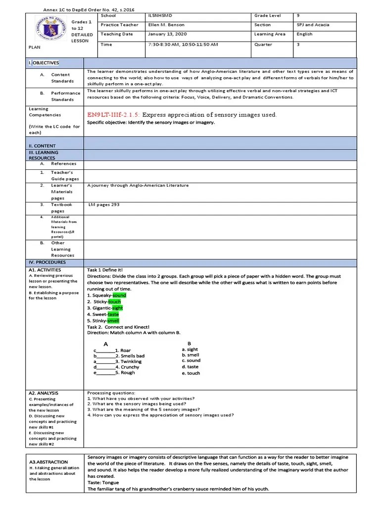 LESSON-1 IrineoSensoryImages2020 | PDF | Senses | Somatosensory System