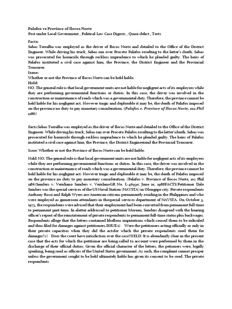 Palafox Vs Province Of Ilocos Norte | PDF | Negligence | Lawsuit