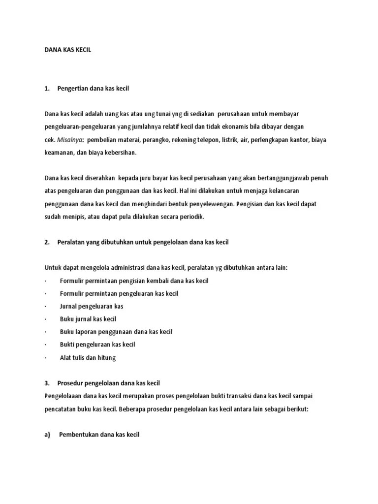9 Prosedur Pengelolaan Dana Kas Kecil - Info Duwit