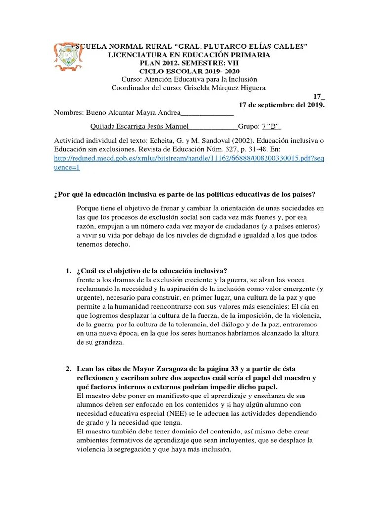 Echeita Educación Inclusiva O Educación Sin Exclusiones Act | PDF | Inclusión (Educación ...