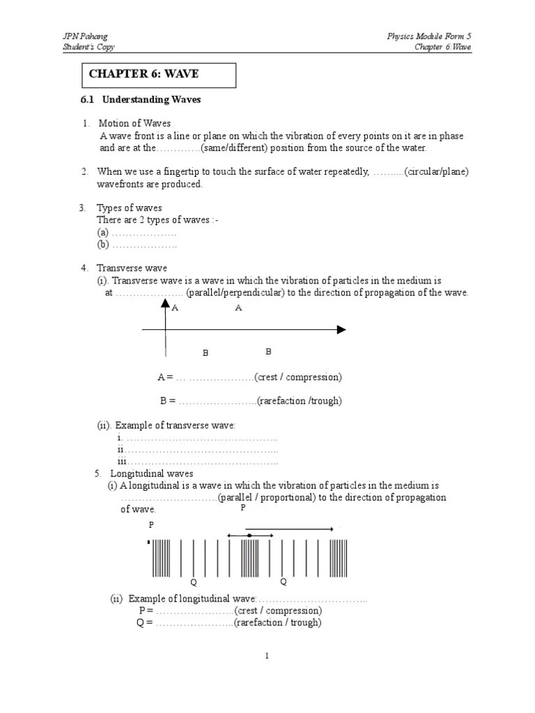Chapter 6: Wave: 6.1 Understanding Waves | Download Free PDF ...