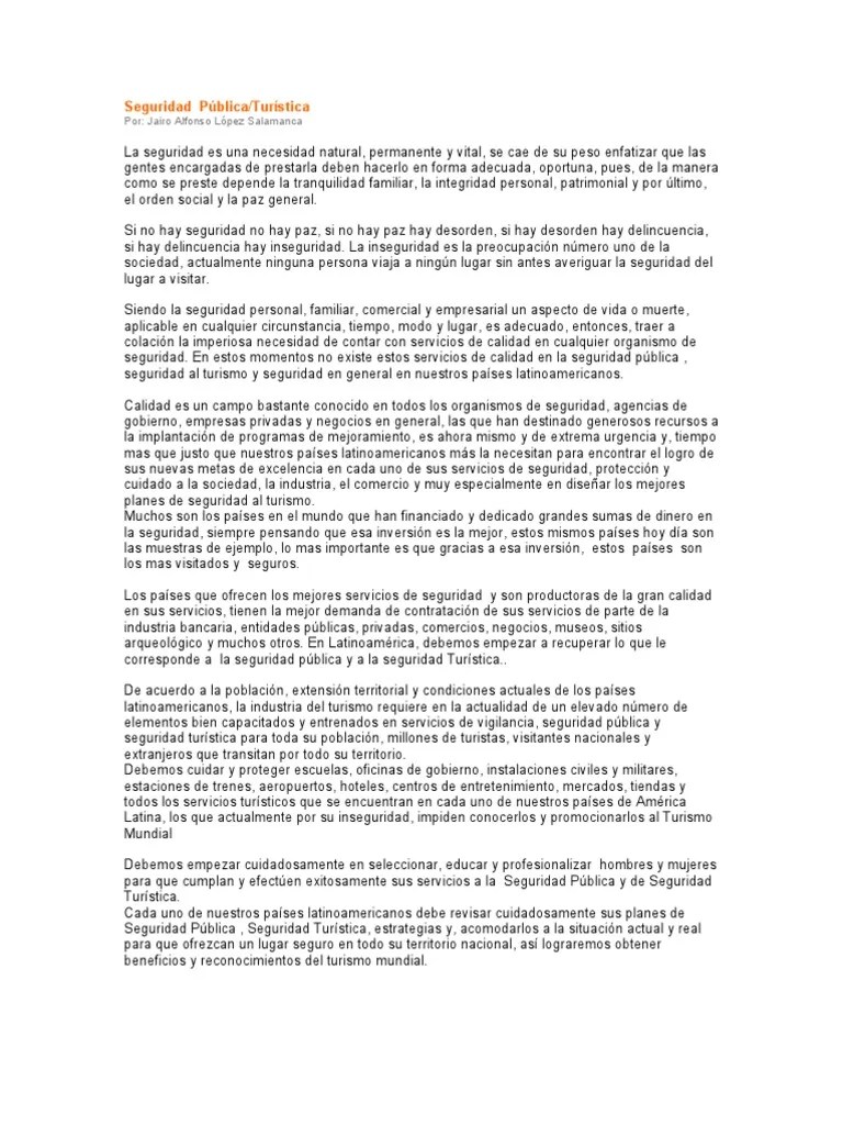 Seguridad Turistica Portal | PDF | Turismo | America Latina