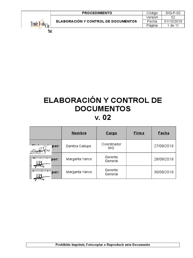 Procedimiento De Elaboracion Y Control De Documentos | PDF | Sistema De Información Geográfica ...