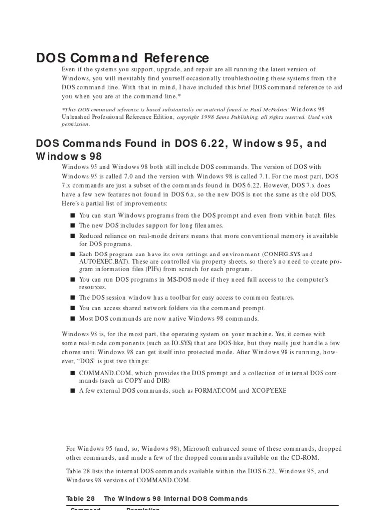 Dos Command Line Reference | PDF | Dos | Computer File