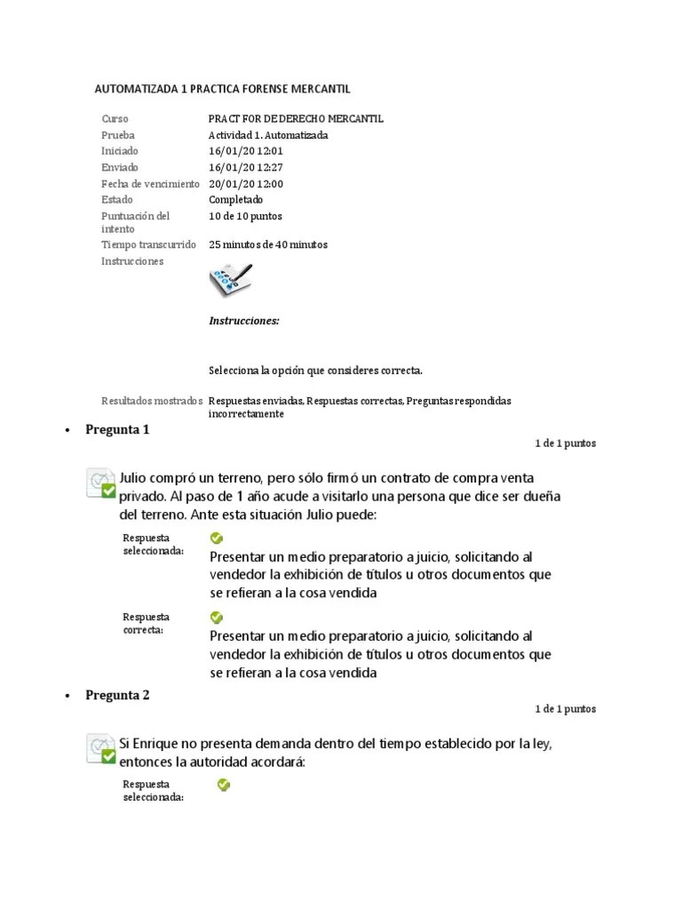 Automatizada 1 Practica Forense Mercantil | PDF | Derecho Penal | Instituciones Sociales