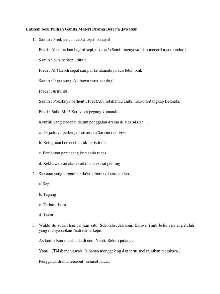 110 Contoh Soal Pg Bahasa Indonesia Kelas Xi Semester 2 Dan Jawabannya Best Contoh Soal Pilihan Ganda Tentang Drama Beserta Jawabannya.