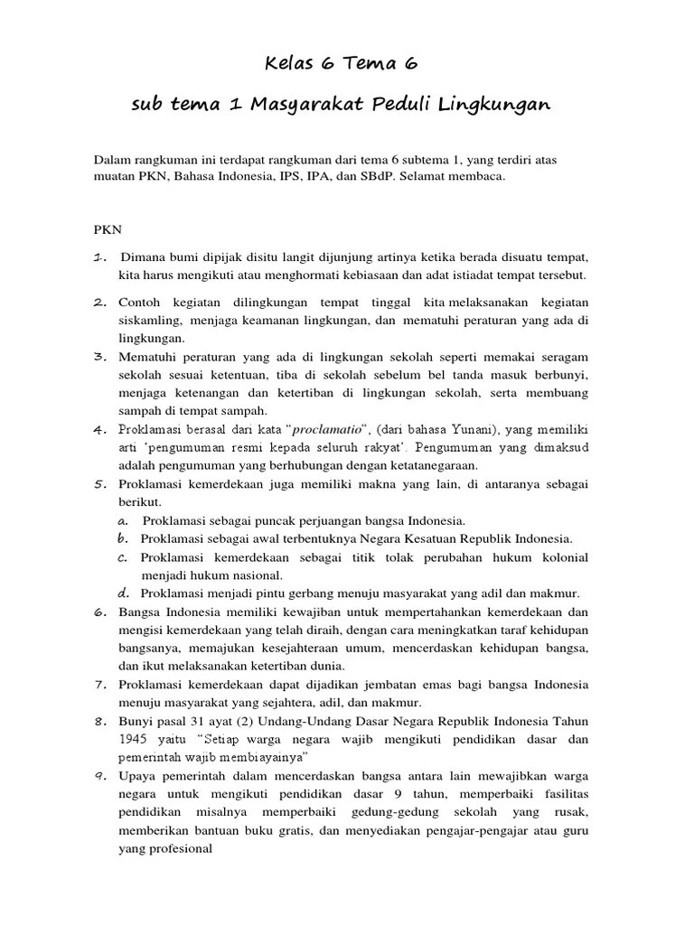 Check spelling or type a new query. Rangkuman Tema 6 Kelas 6 K13 Pdf