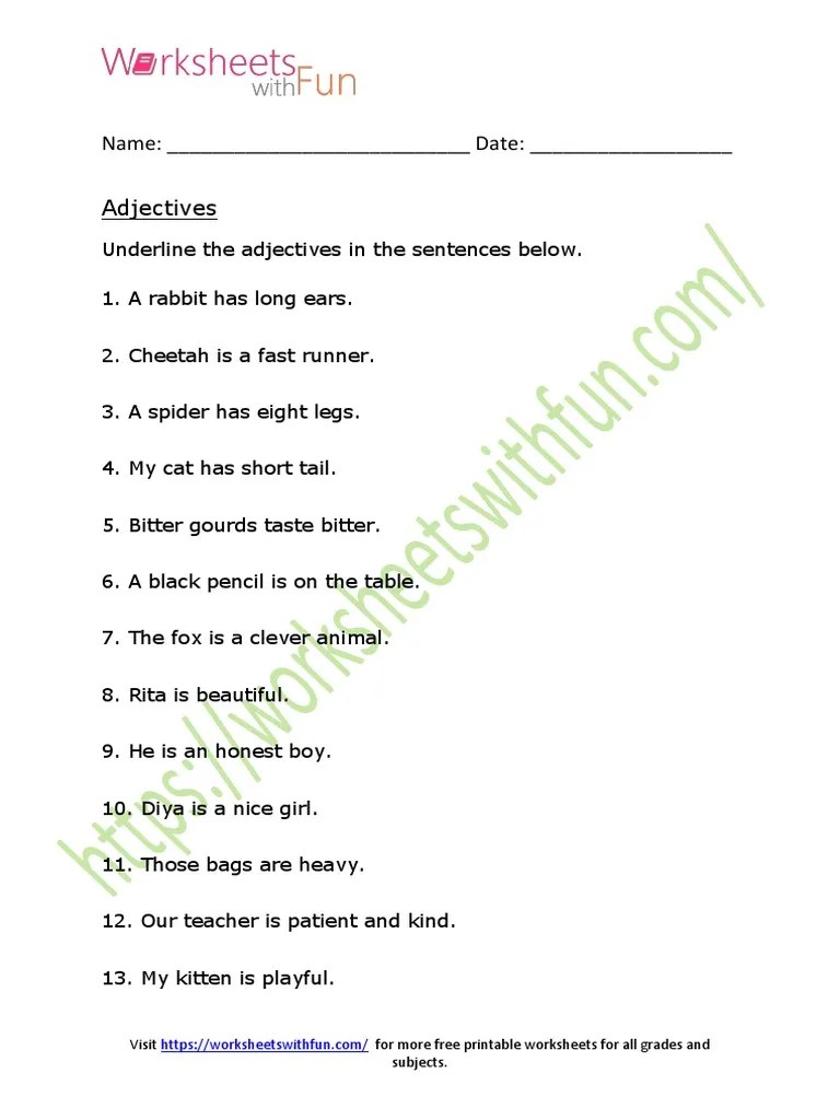 adjectives worksheet 1 pdf