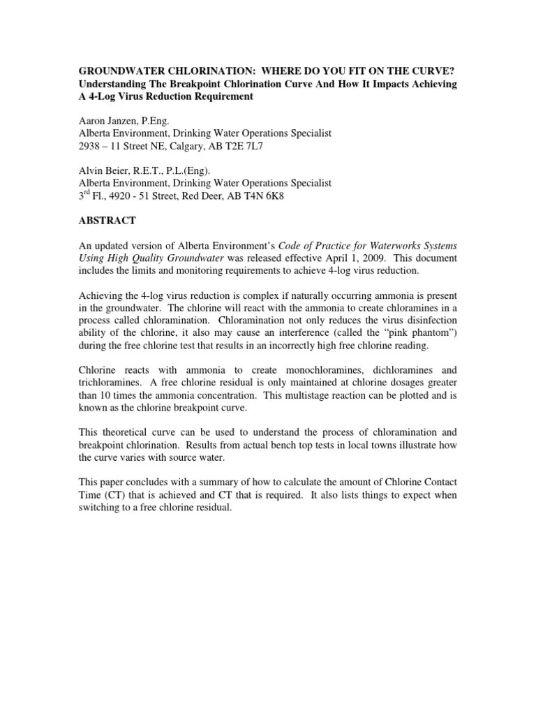 Chlorination PDF | PDF | Water Purification | Chlorine