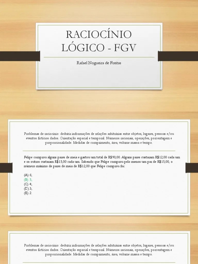 Aula De Raciocínio Lógico | PDF | Fração (Matemática) | Tempo