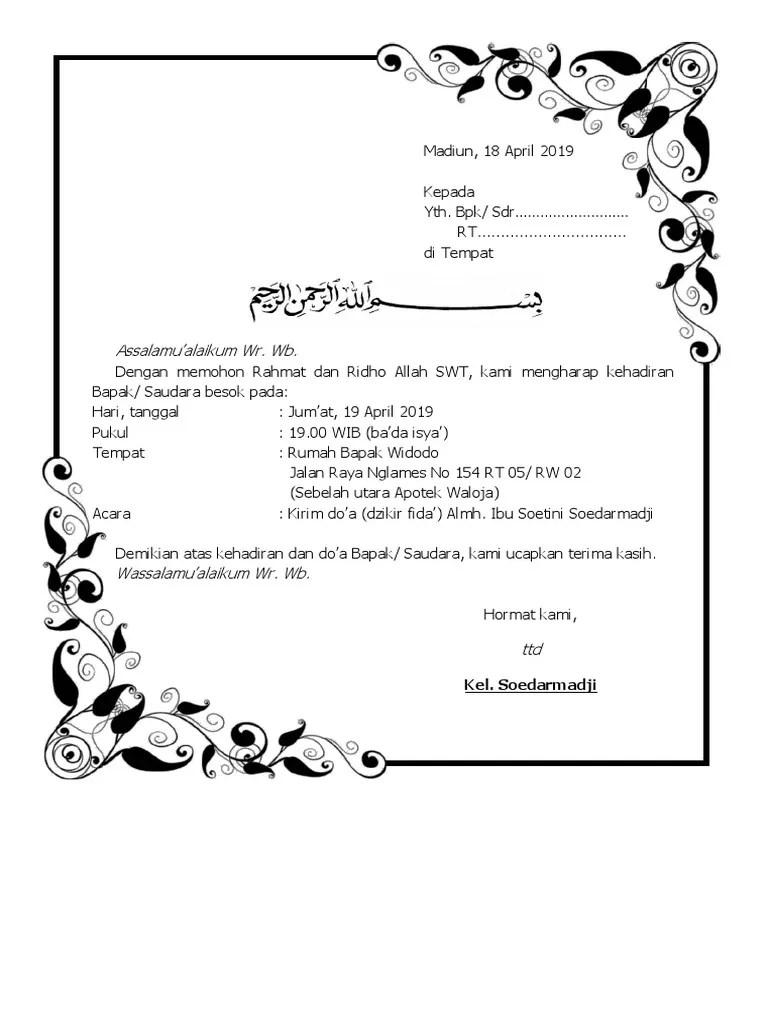 Yuk Belajar Undangan Dzikir Fida Doc [Terbaru] 